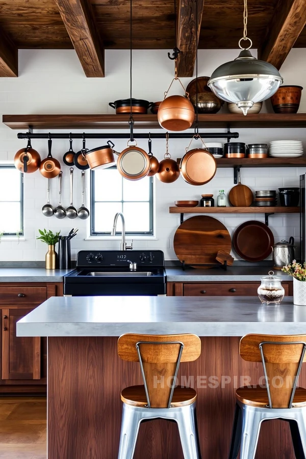 Rustic Timber and Stone Kitchen with Modern Touches