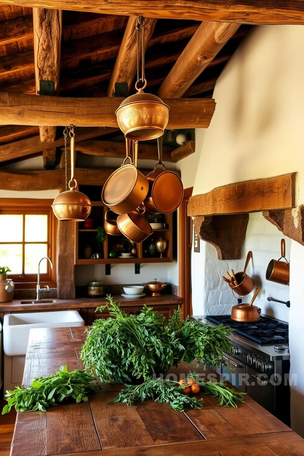 Rustic Wood and Copper Accents in Cottage Kitchens