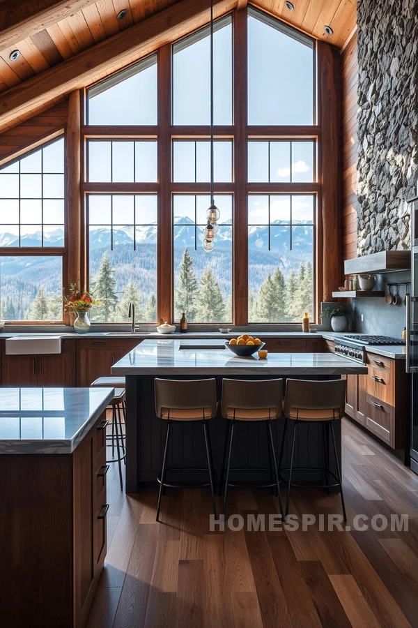 Rustic Wood and Stone Cabin Kitchen Design