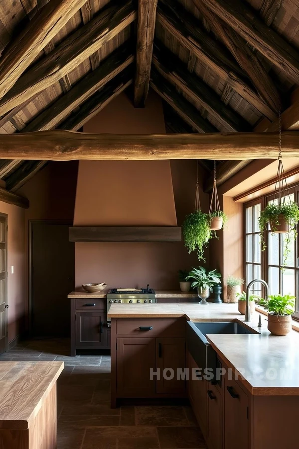 Rustic Zen Kitchen with Hanging Greenery