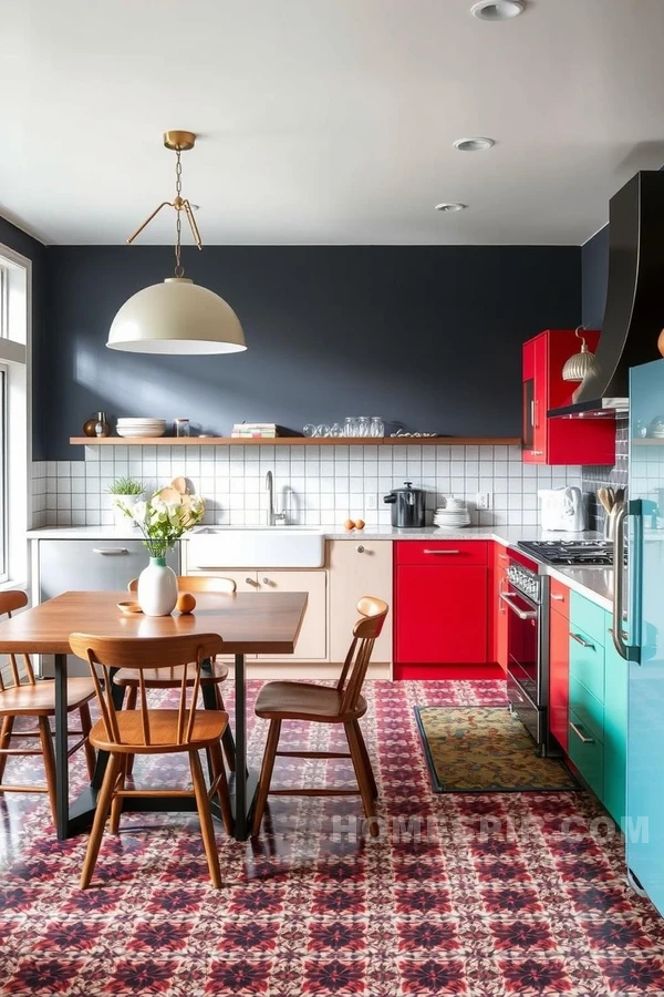 Scandinavian Dining in Eclectic Open Kitchen