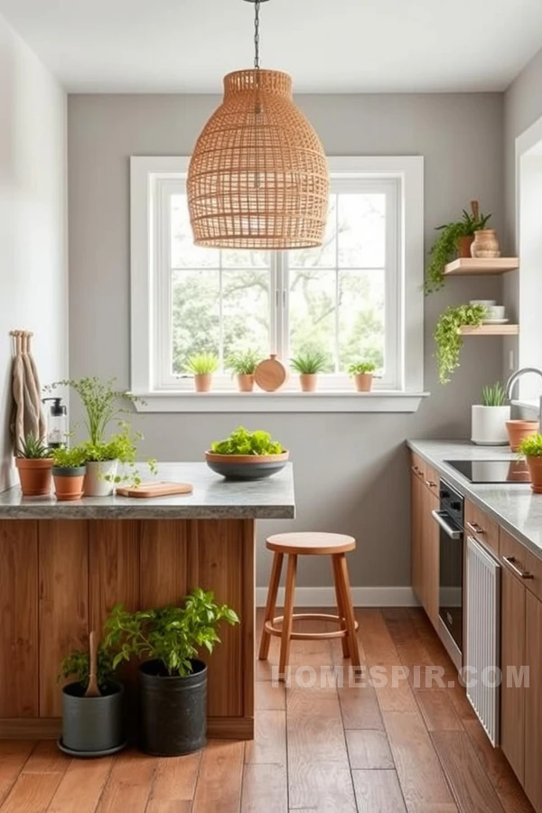 Scandinavian Kitchen Decor with Natural Greenery