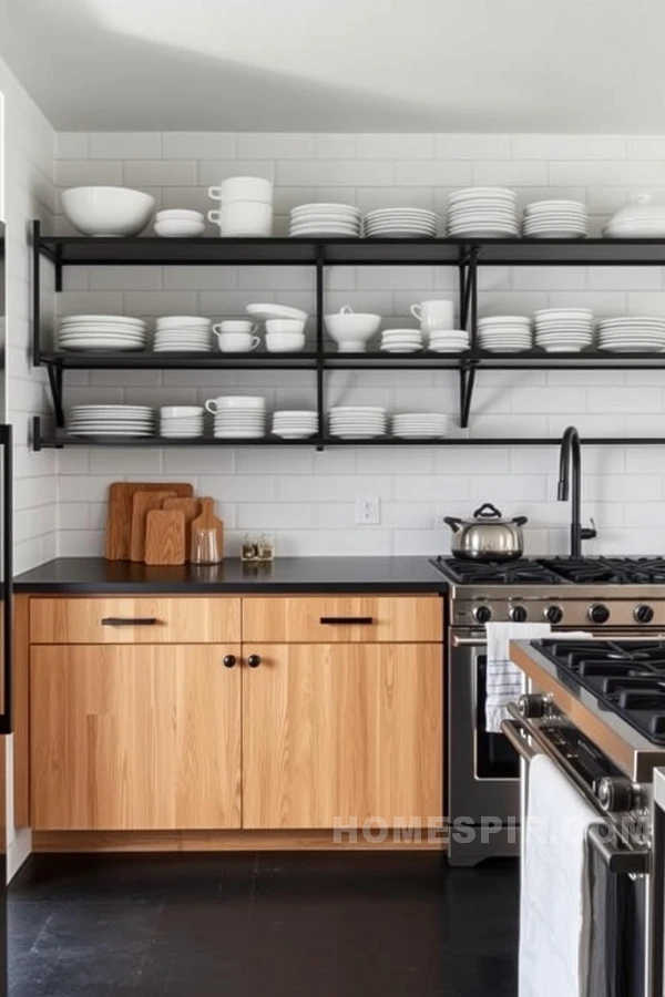 Seamless Black and White Style in Farmhouse Kitchen