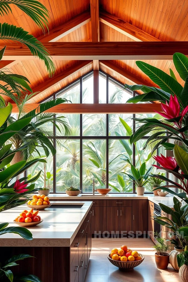 Seamless Indoor Outdoor Tropical Kitchen