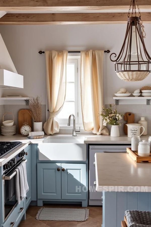 Seaside Serenity in Soft Blue Mediterranean Kitchen