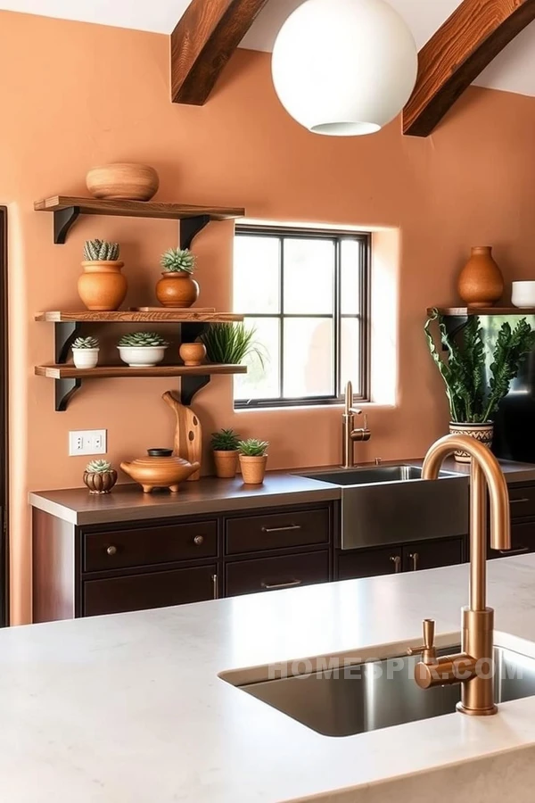 Serene Clay and Concrete Southwestern Kitchen