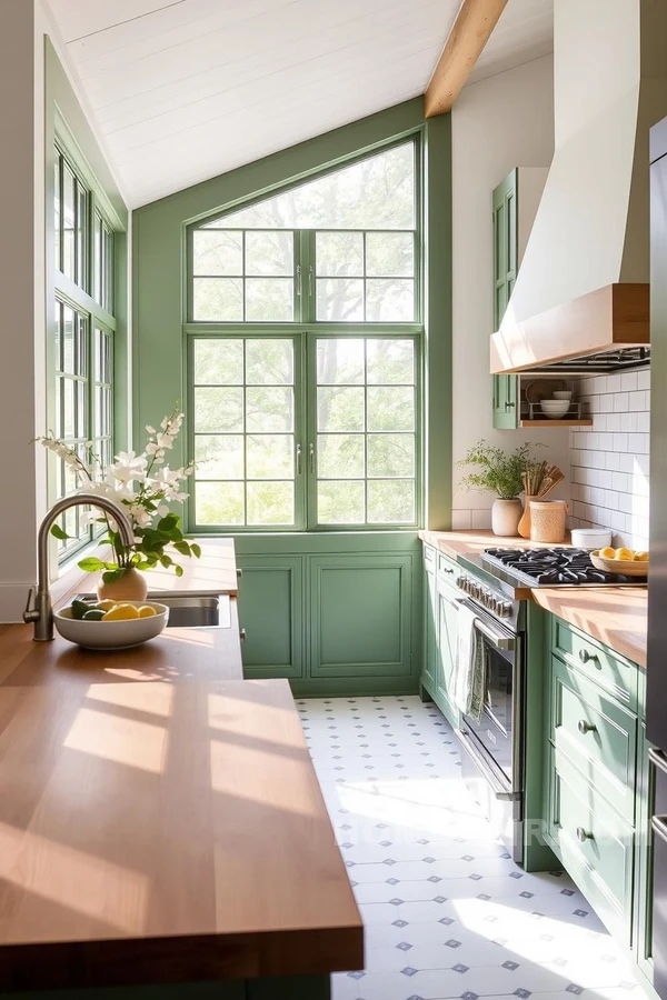 Serene Cottage Kitchen With Wooden Countertops