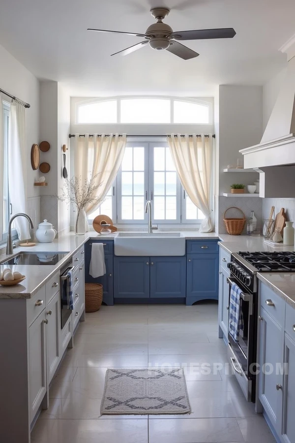 Serene Mediterranean Kitchen with Seaside Decor