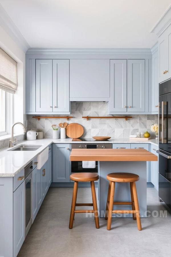 Serene Misty Blue Kitchen Ambiance