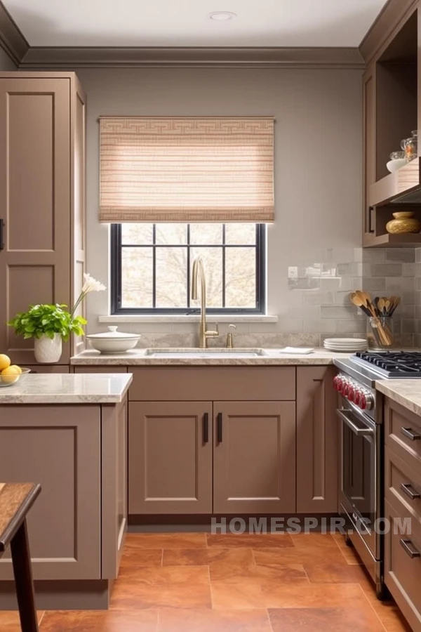 Silk Panel Cabinetry in Earthy Kitchen