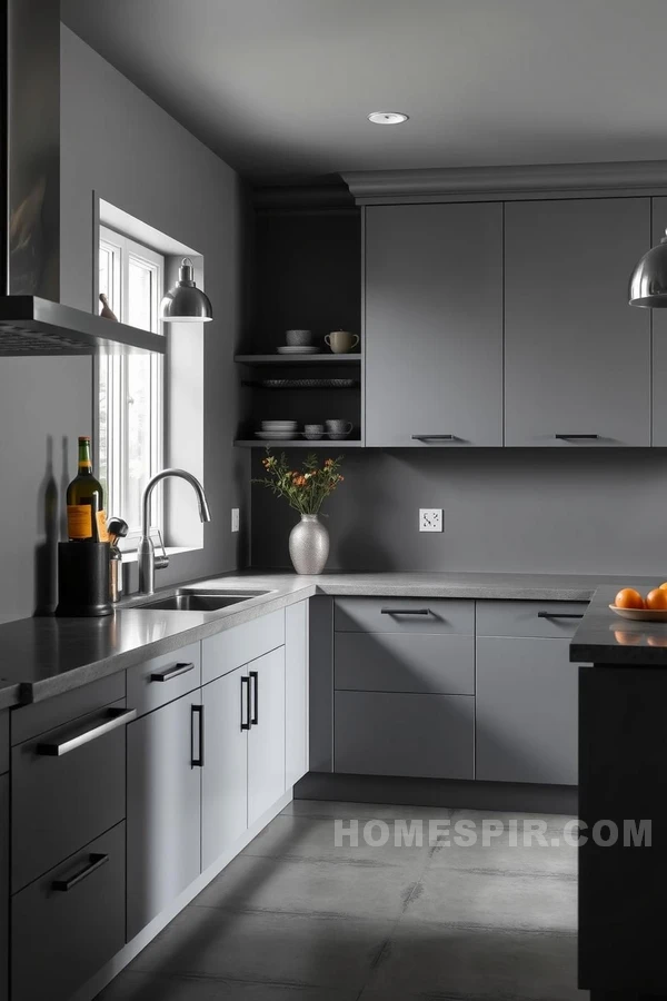 Slate Gray Kitchen with Urban Industrial Style