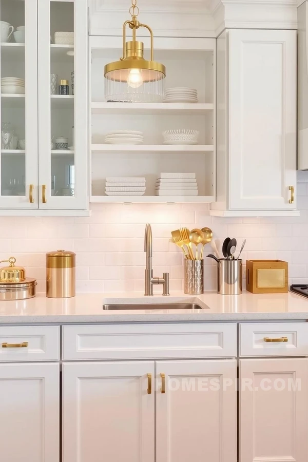 Sleek Cabinetry in Glamorous Metallic Decor