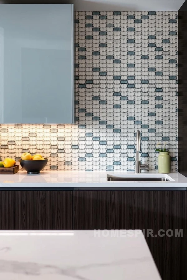 Sleek Countertops with Textured Backsplash