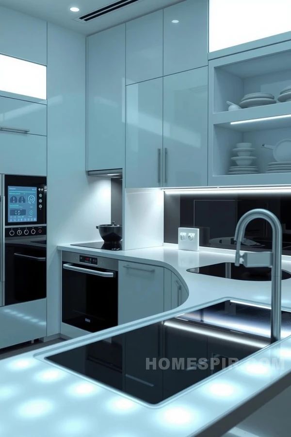 Sleek Futuristic Monochrome Kitchen