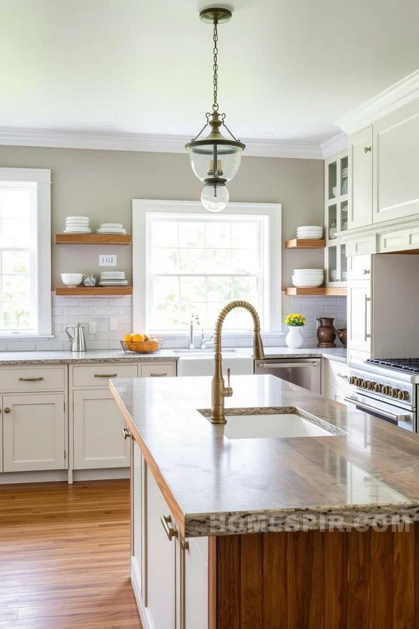 Sleek Granite Countertops in Cottage Kitchen