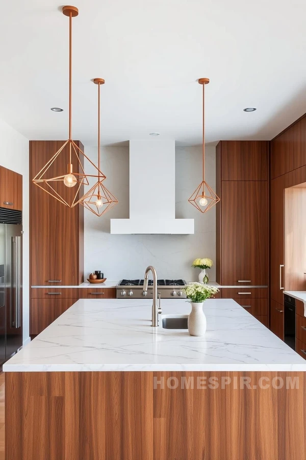 Sleek Kitchen with Copper and Wood Contrasts