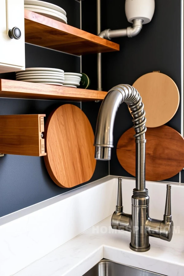 Sleek Modern Tap Fixtures in Rustic Kitchen