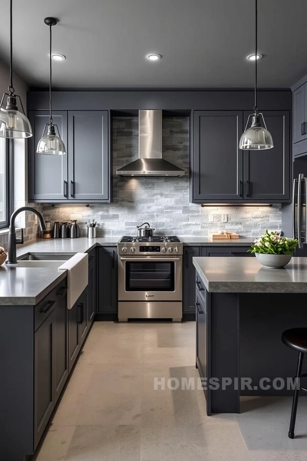 Sleek Slate Kitchen with Handleless Cabinets