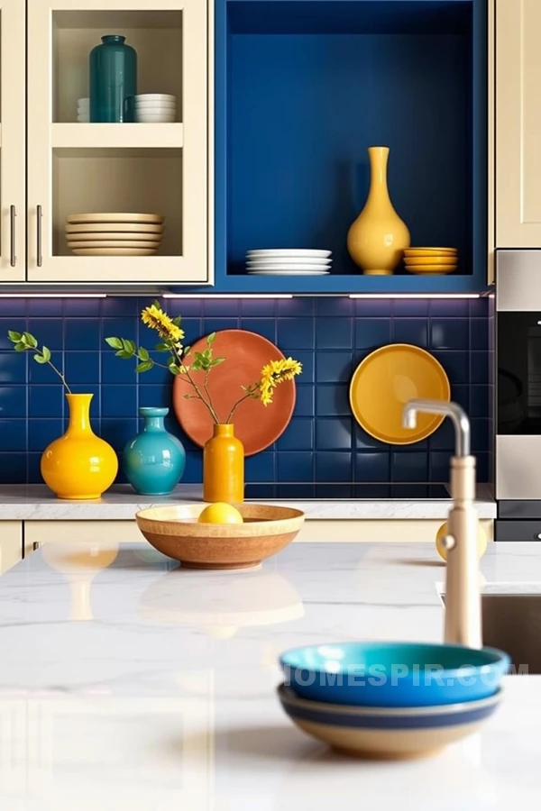 Sleek Surfaces in a Colorful Kitchen