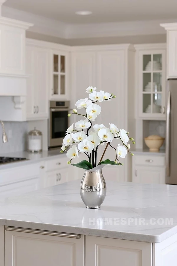 Sleek White and Silver Kitchen Design