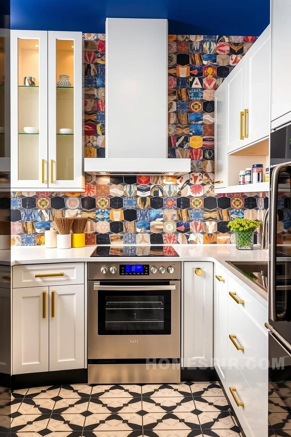 Smart Glass Backsplash in Deco Kitchen