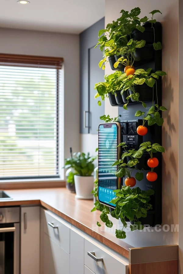 Smart Vertical Garden in High-Tech Kitchen