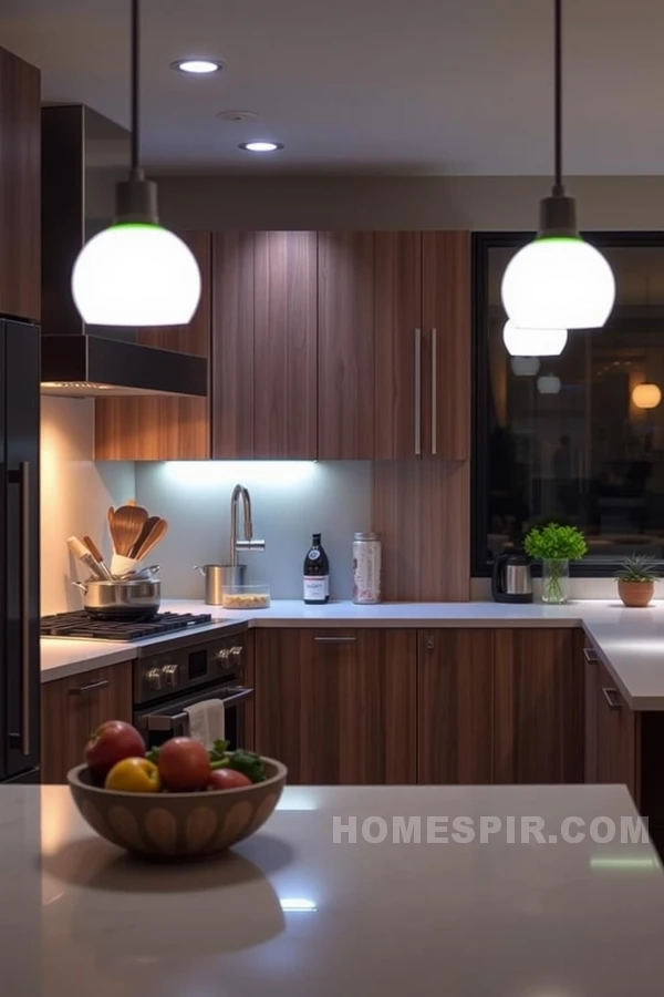 Smartphone Controlled Lighting in High-Tech Kitchen Design