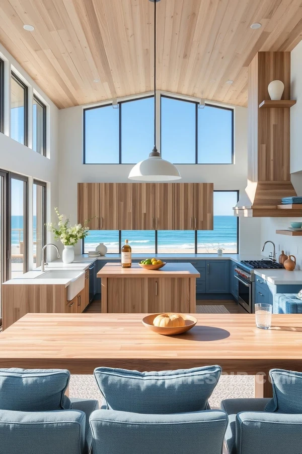 Soft Blue Accents and Weathered Wood in Kitchen Decor