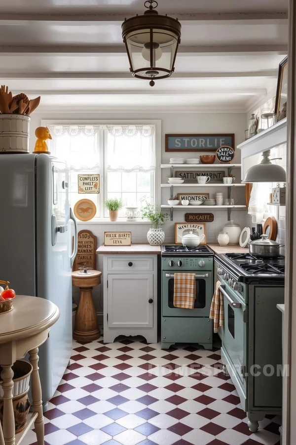 Soft Color Palette and Lace Decor in Kitchen