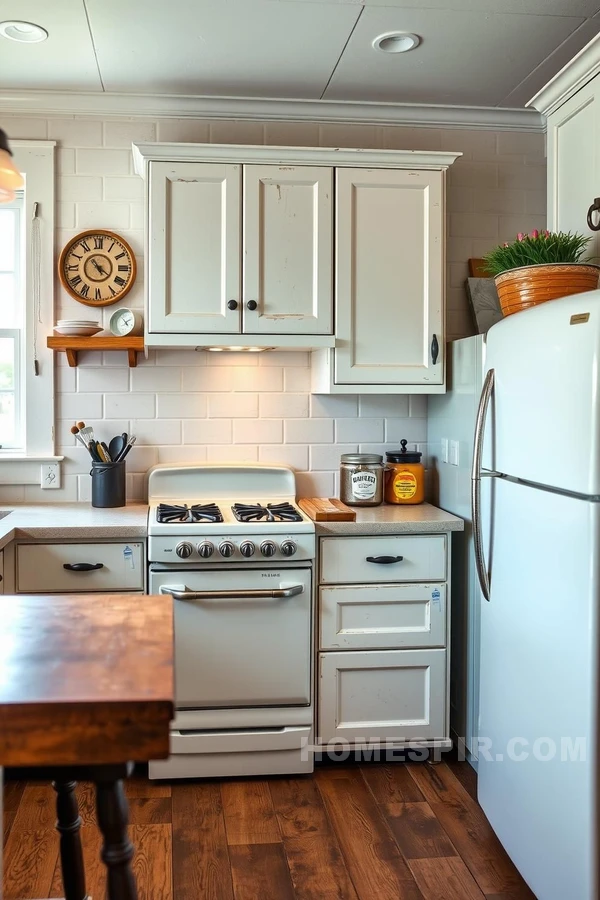 Soft Lighting in Retro Kitchen