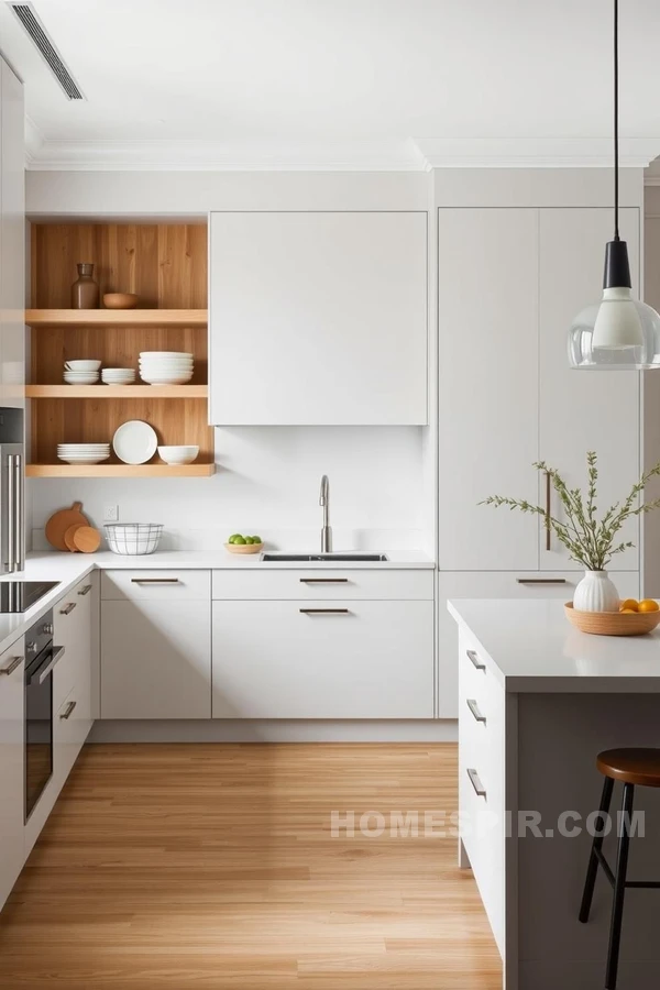 Soft White and Light Grey Minimalist Kitchen