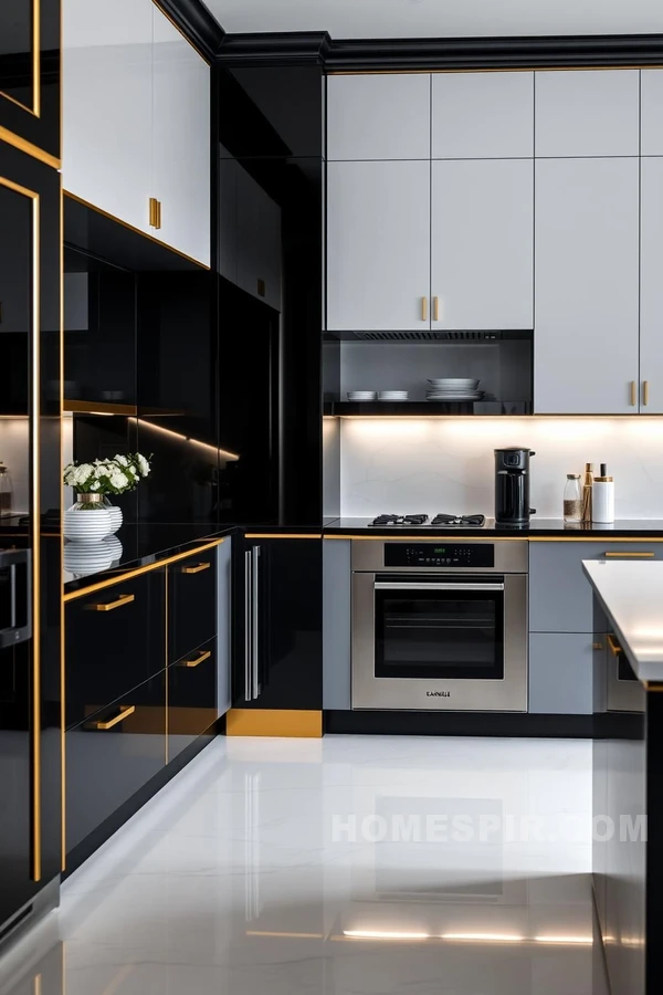 Sophisticated Black and White Glam Kitchen