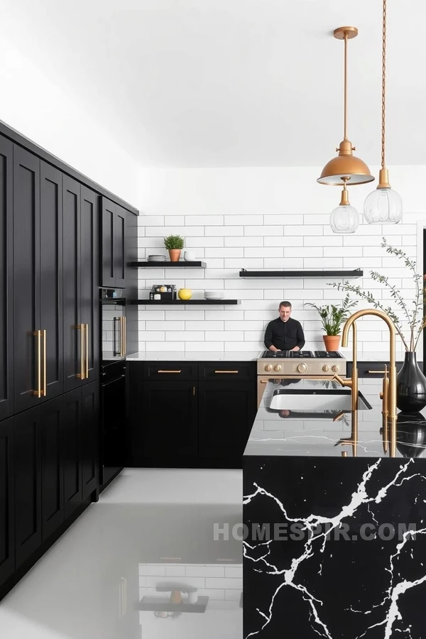 Sophisticated Black and White Scandinavian Kitchen