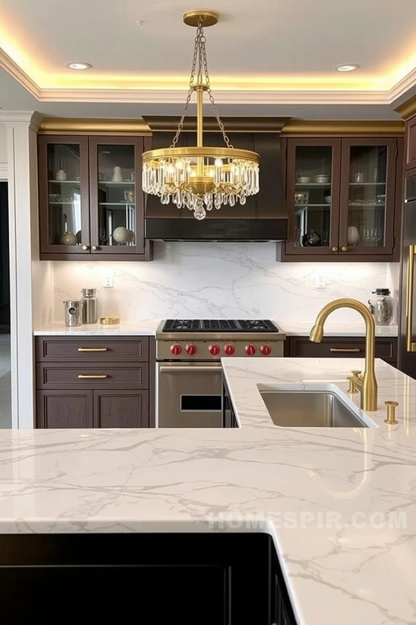 Sophisticated Kitchen Design with Marble and Gold