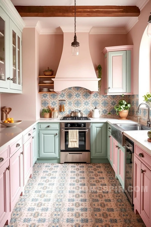 Sophisticated Pastel Kitchen Inspired by Mediterranean Charm