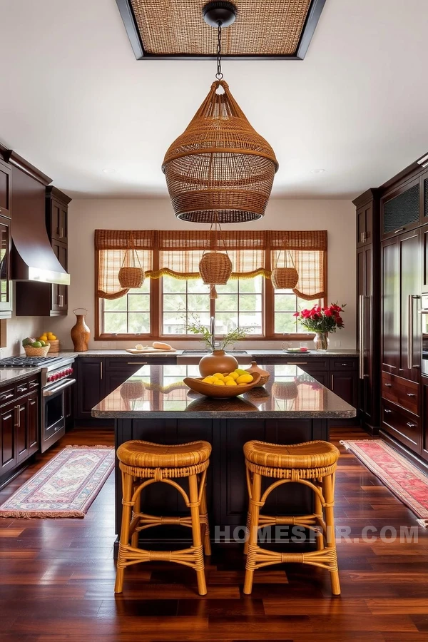 Southeast Asian Kitchen with Dark Wood Elegance