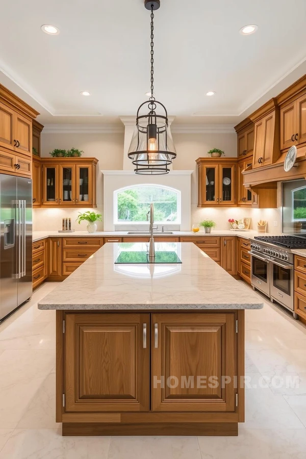 Spacious Mediterranean Kitchen with Functional Island