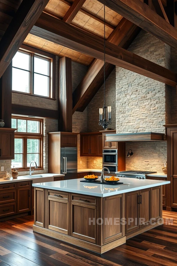 Spacious Rustic Kitchen with Classic Meets Modern Design