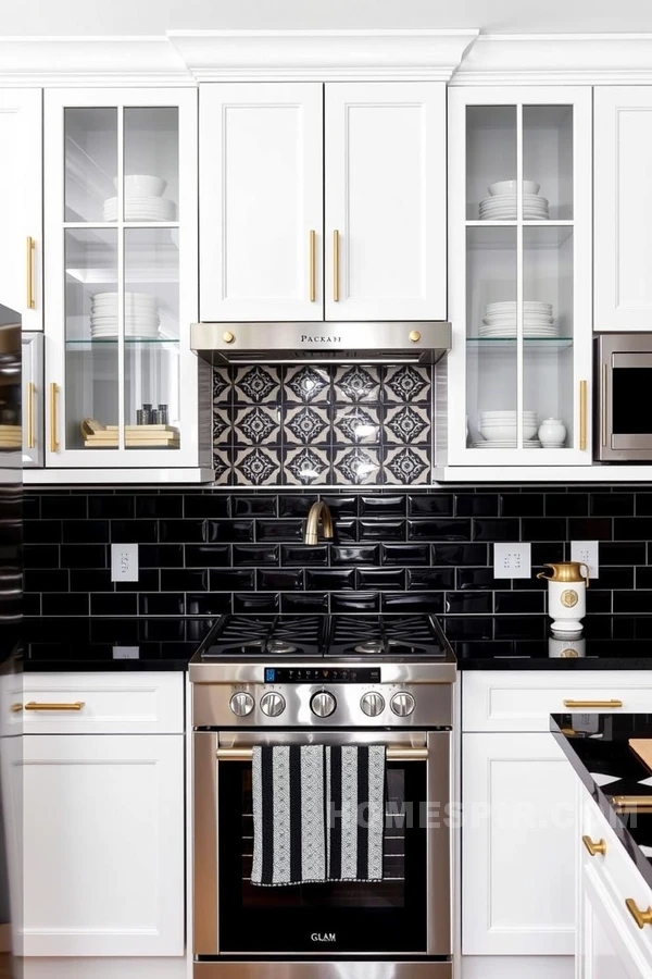 Stainless Steel and Gold in Elegant Kitchen