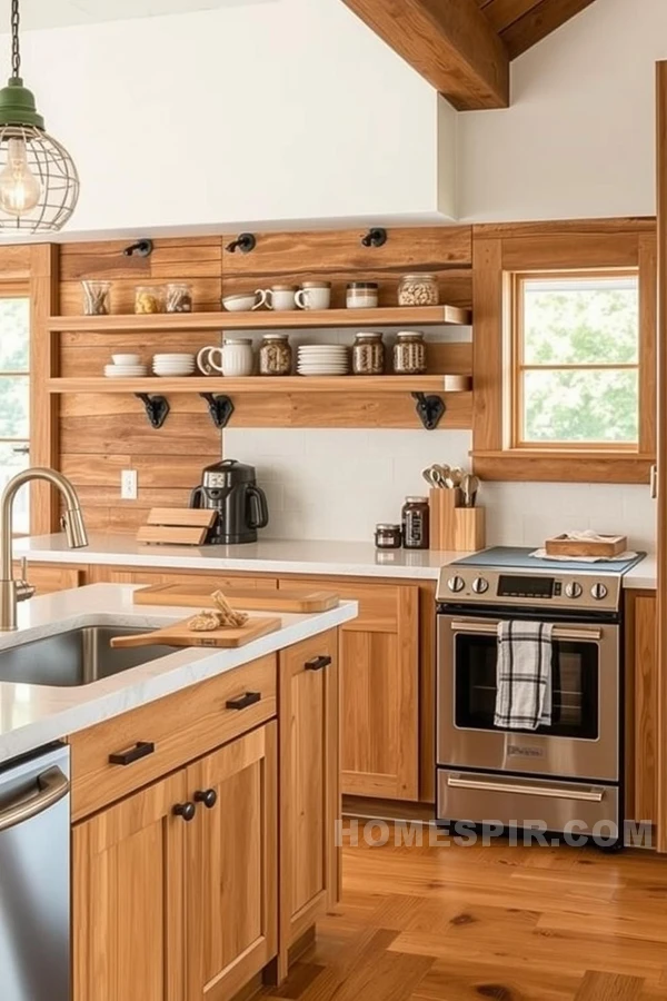 Stainless Steel And Wood In Mountain Kitchen