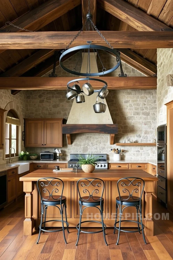 Stone Accents in Rustic Culinary Space