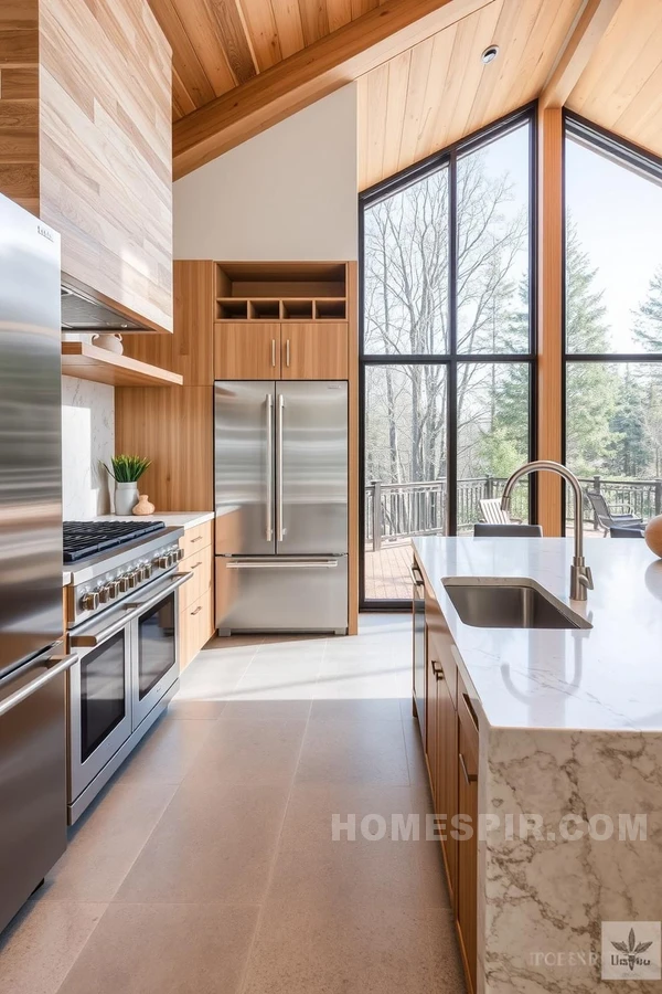 Stone Textures and Stainless Finishes in Classic Kitchen