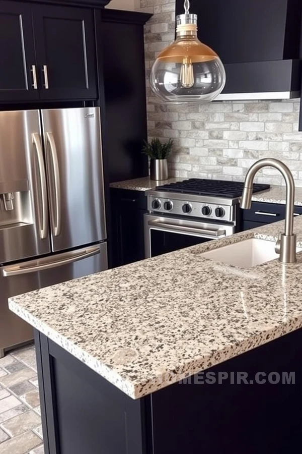 Stone Tile Kitchen with Stainless Steel Elements