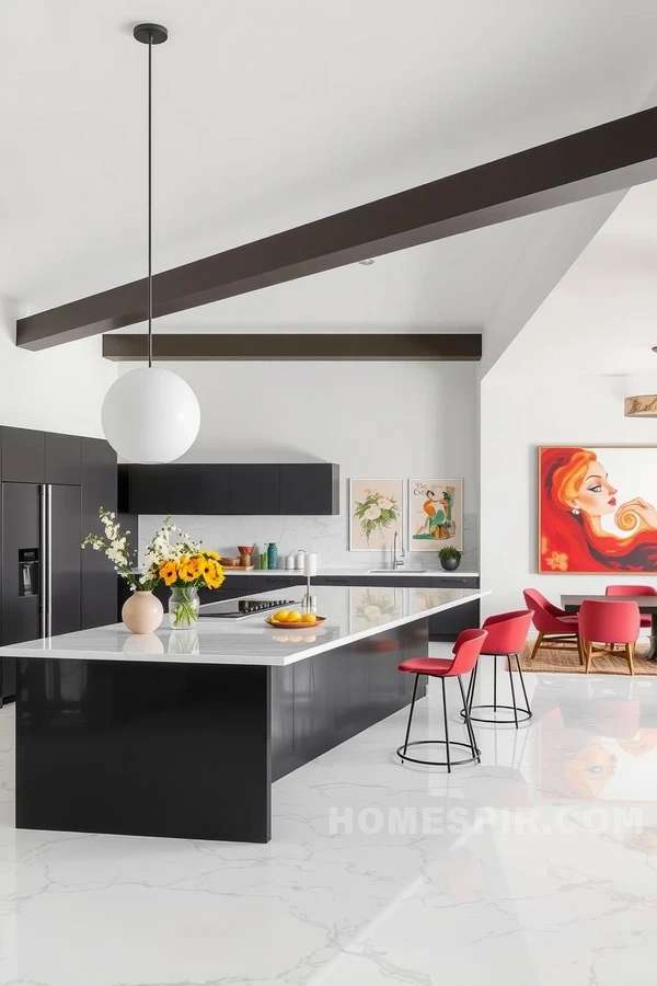 Striking Contrast in Contemporary Open Kitchen Space