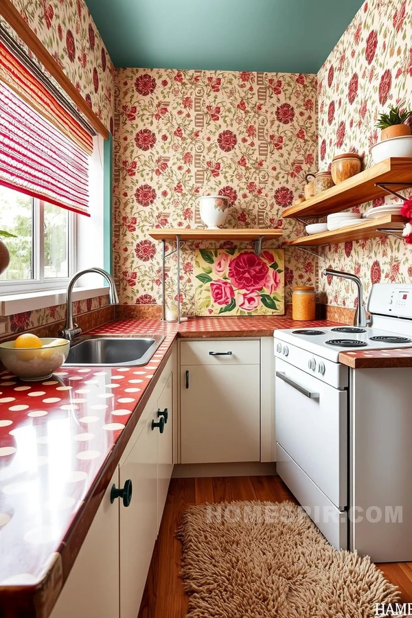 Stylish Contrasts in Retro Kitchen Textures