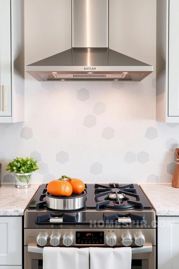 Stylish Geometric Backsplash in Nordic Kitchen