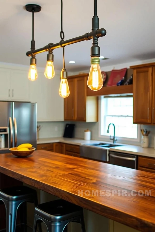 Stylish Pipe Fixtures Illuminate Farmhouse Kitchens