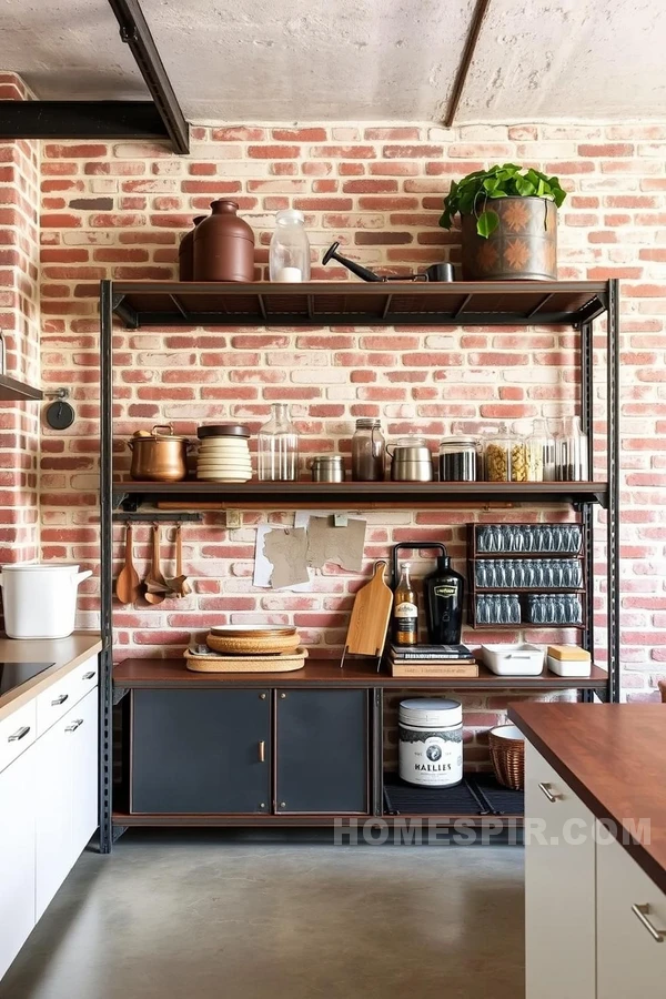 Stylish Storage with Metal and Brick