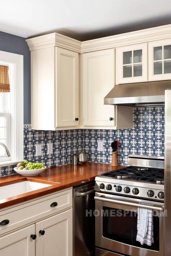 Stylish Tile Backsplash in Colonial Kitchen Design