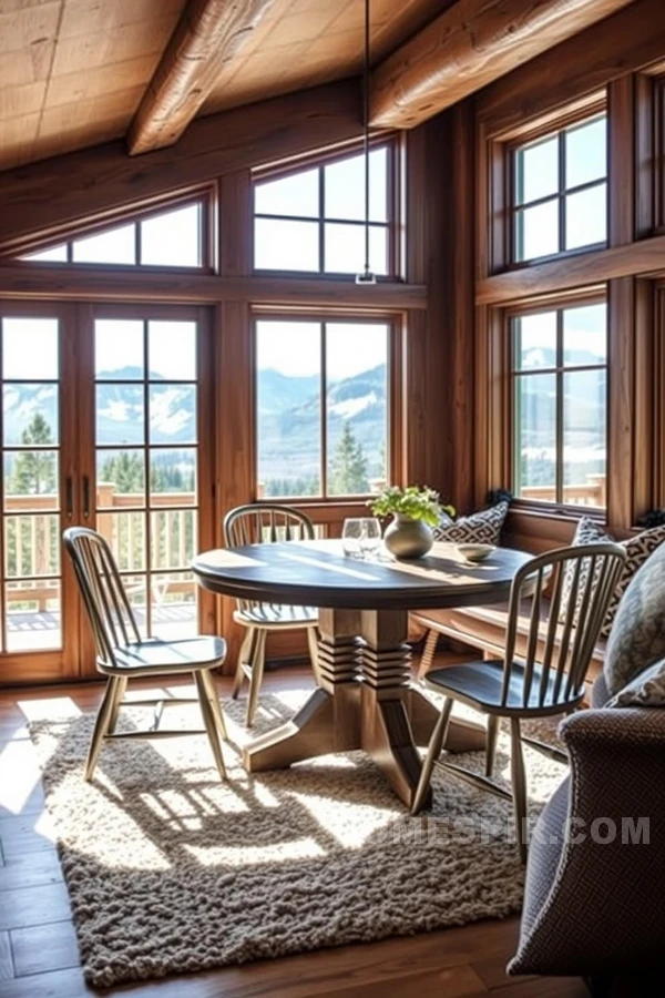 Sunlit Breakfast Nook in a Cabin Setting